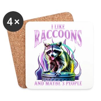 Funny Raccoon - Untersetzer (4er-Set) - Weiß - Vorne