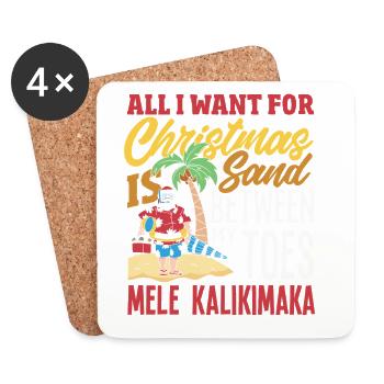 Noël hawaïen Mele Kalikimaka - Dessous de verre (lot de 4) - blanc - Devant
