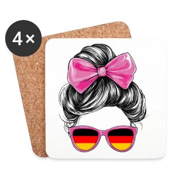Germany Flag Flag Woman Sunglasses Fan - Coasters (set of 4) - white - Front