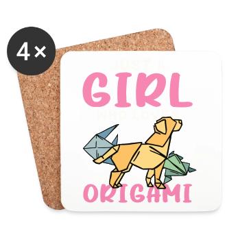 Une seule fille aime l’origami - Dessous de verre (lot de 4) - blanc - Devant