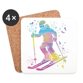 Alpine skiing Winter sports Nordic skiing - Coasters (set of 4) - white - Front