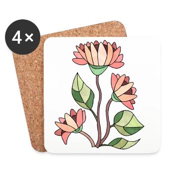 Blumen - Untersetzer (4er-Set) - Weiß - Vorne