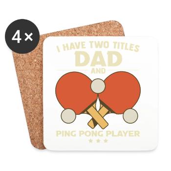 Papa Ping-Pong Tennis De Table Fête Des Pères  - Dessous de verre (lot de 4) - blanc - Devant