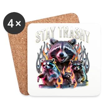 Funny Raccoon - Untersetzer (4er-Set) - Weiß - Vorne