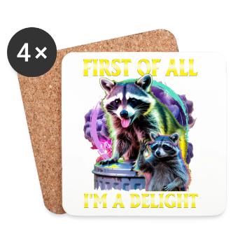 Funny Raccoon - Untersetzer (4er-Set) - Weiß - Vorne