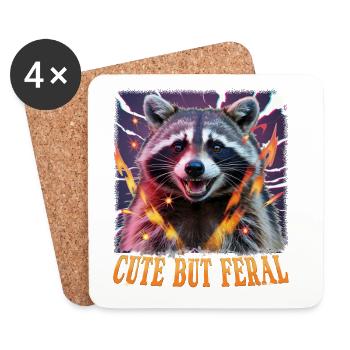 Funny Raccoon - Untersetzer (4er-Set) - Weiß - Vorne