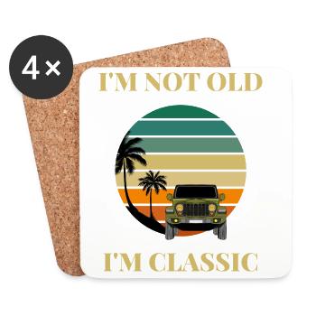 Ich bin nicht alt, ich bin klassisch – Retro Jeep 4x4 Offroad - Untersetzer (4er-Set) - Weiß - Vorne