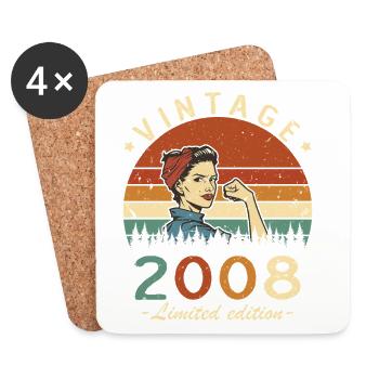 2008 Vintage Retro Wife Birthday Gift - Coasters (set of 4) - white - Front