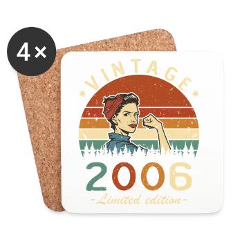2006 Vintage Rétro Cadeau d’anniversaire Femme - Dessous de verre (lot de 4) - blanc - Devant