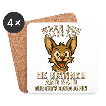 Gott schuf mich – er grinste Hund - Untersetzer (4er-Set) - Weiß - Vorne