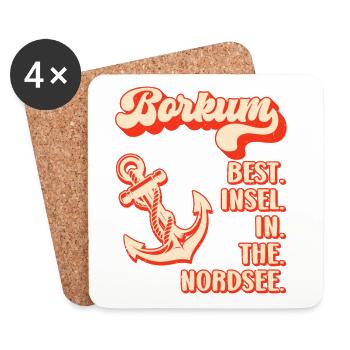 North Sea BORKUM BEST ISLAND IN THE NORTH SEA Funny - Coasters (set of 4) - white - Front
