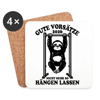 Sloth | Pull-up, Fitness, New Year's Resolutions 2026 - Coasters (set of 4) - white - Front