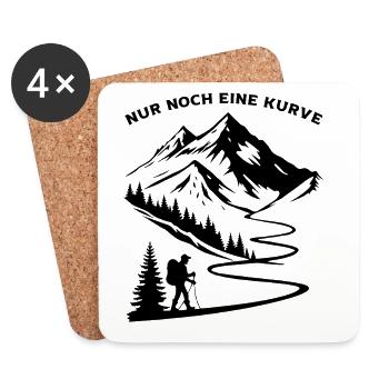 Just one more curve funny mountain and alpine sayings - Coasters (set of 4) - white - Front