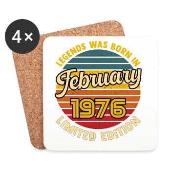 Legende, geboren im Februar 1976 zum 50. Jubiläum - Untersetzer (4er-Set) - Weiß - Vorne