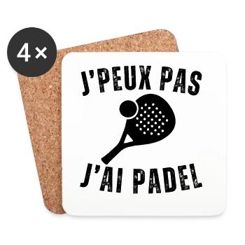 Ich kann nicht, ich habe Padel-Geschenk-Padellist - Untersetzer (4er-Set) - Weiß - Vorne