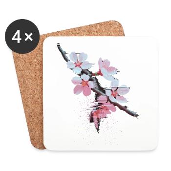 Succursale d’art bug de Cherry Blossoms - Dessous de verre (lot de 4) - blanc - Devant