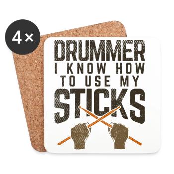 Drummer I Know How To Use My Sticks Graphic - Untersetzer (4er-Set) - Weiß - Vorne
