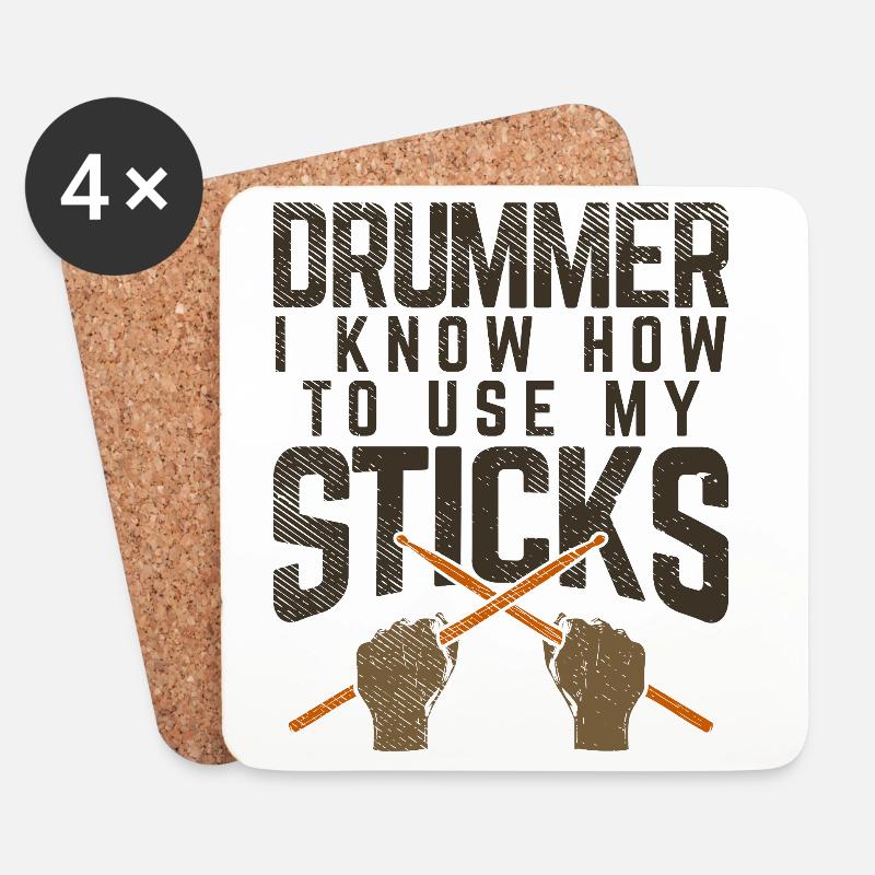 Drummer I Know How To Use My Sticks Graphic - Untersetzer (4er-Set) - Weiß