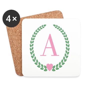 Letter A monogram - Coasters (set of 4) - white - Front