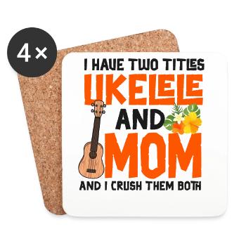 Ukulélé hawaïen Ukulélé Maman que j’ai - Dessous de verre (lot de 4) - blanc - Devant