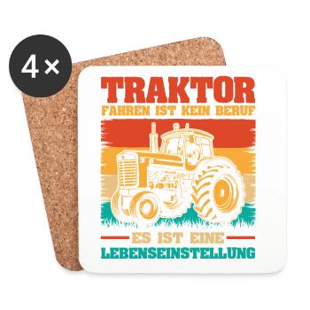Tractor Farmer Farmer Tractor Driver Tractor - Coasters (set of 4) - white - Front