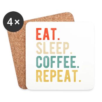 Mange, dors, café, répète, rétro, café, amour - Dessous de verre (lot de 4) - blanc - Devant