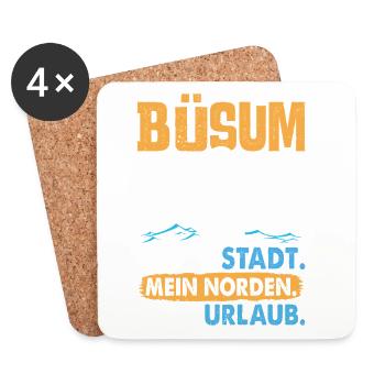 BÜSUM MEINE STADT MEIN NORDEN MEIN URLAUB Lustig - Untersetzer (4er-Set) - Weiß - Vorne