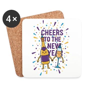 Prost auf die Neujahrsfeier - Untersetzer (4er-Set) - Weiß - Vorne
