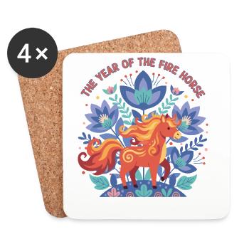 L’année de la célébration du Cheval de Feu - Dessous de verre (lot de 4) - blanc - Devant