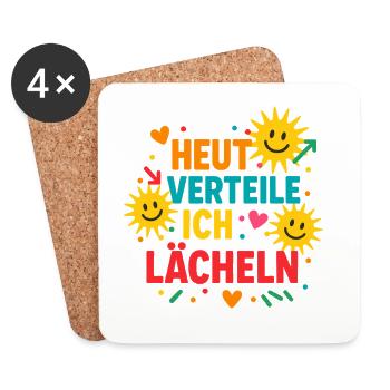 heute verteile ich lächeln, gute laune - Coasters (set of 4) - white - Front