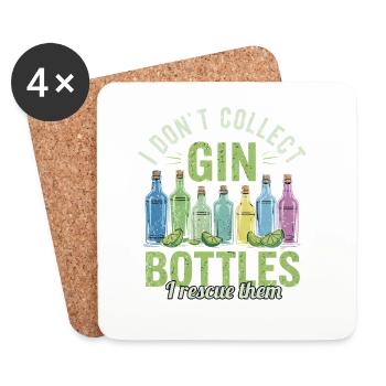 Gin, je ne collectionne pas les bouteilles de gin, je les sauve. - Dessous de verre (lot de 4) - blanc - Devant