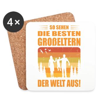 Cadeaux des meilleurs grands-parents du monde Grand-mère Grand-père - Dessous de verre (lot de 4) - blanc - Devant
