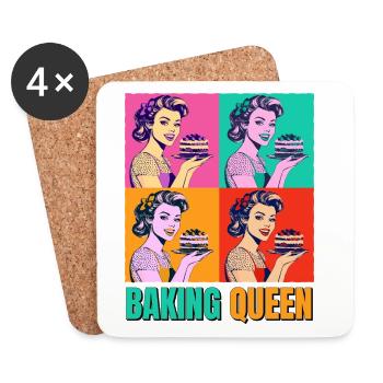 Backen Torte Backkönigin Backfee Bäckerin Pop Art - Untersetzer (4er-Set) - Weiß - Vorne