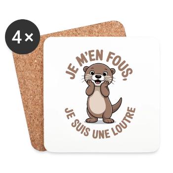 I don't care, I'm a funny otter - Coasters (set of 4) - white - Front