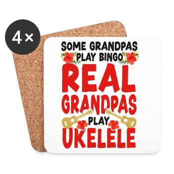 Hawaiian Ukulele Uke Grandpa Some - Untersetzer (4er-Set) - Weiß - Vorne