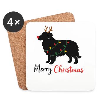Australian Shepherd Weihnachten Winter Tiere Hunde - Untersetzer (4er-Set) - Weiß - Vorne