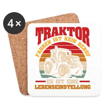 Tractor Farmer Farmer Tractor Driver Tractor - Coasters (set of 4) - white - Front