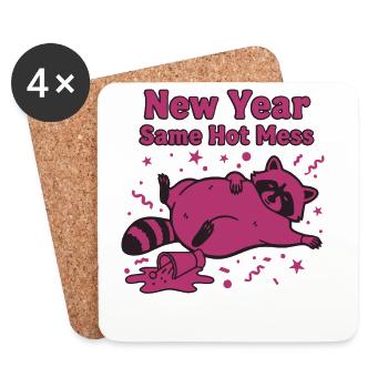 Célébration du Nouvel An Même Désordre 2025 - Dessous de verre (lot de 4) - blanc - Devant
