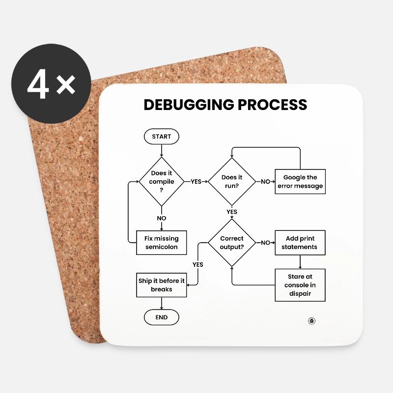 Debugging-Prozess – Gift vor den Pausen versenden - Untersetzer (4er-Set) - Weiß