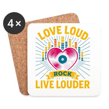 Vinyle Rock Heart, Festival de Chemises Love Loud - Dessous de verre (lot de 4) - blanc - Devant