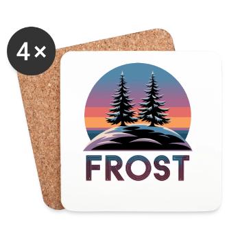  Frost Winterwald Retro Sonnenuntergang mit Tannen - Untersetzer (4er-Set) - Weiß - Vorne