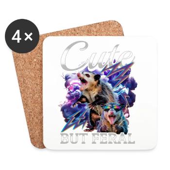 Funny Opossum - Coasters (set of 4) - white - Front