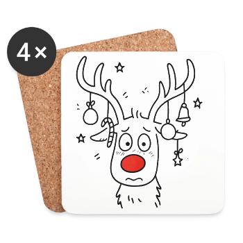 Red-nosed Reindeer Rudolf Christmas - Coasters (set of 4) - white - Front