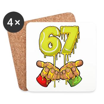 67 Meme Tennis Streetart Tropfende Zahlen Design - Untersetzer (4er-Set) - Weiß - Vorne