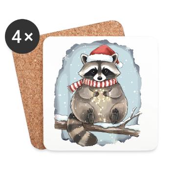 Noël de raton laveur assorti en famille drôle - Dessous de verre (lot de 4) - blanc - Devant