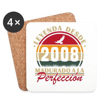 2008 Vintage Retro Birthday Gift - Coasters (set of 4) - white - Front