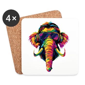Mammouth Mammouth Laineux Âge glaciaire Mammouths Mammouth Doux - Dessous de verre (lot de 4) - blanc - Devant