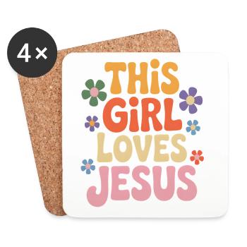 Dieses Mädchen liebt Jesus - Untersetzer (4er-Set) - Weiß - Vorne