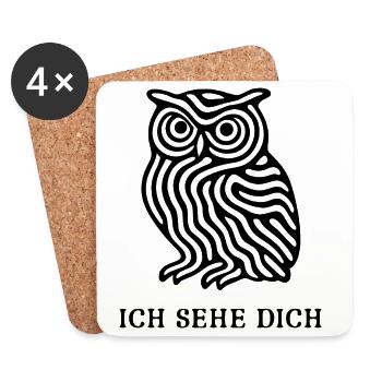 Eule „Ich sehe dich“ – Mystisches Design - Untersetzer (4er-Set) - Weiß - Vorne