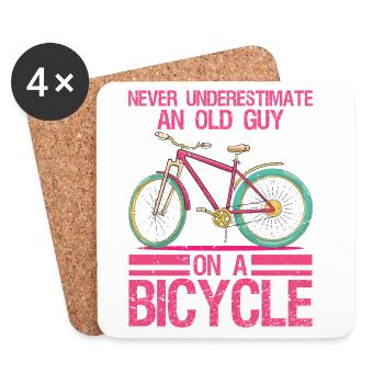 Ne sous-estimez jamais un vieil homme à vélo - Dessous de verre (lot de 4) - blanc - Devant